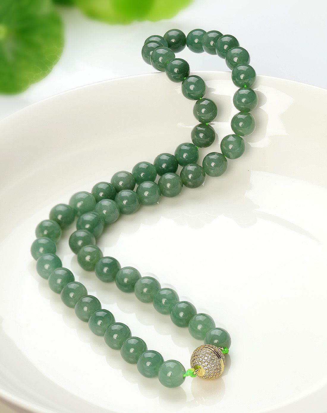 10mm油青种翡翠项链