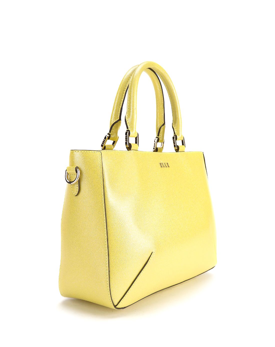 elle牛皮纯色手提包