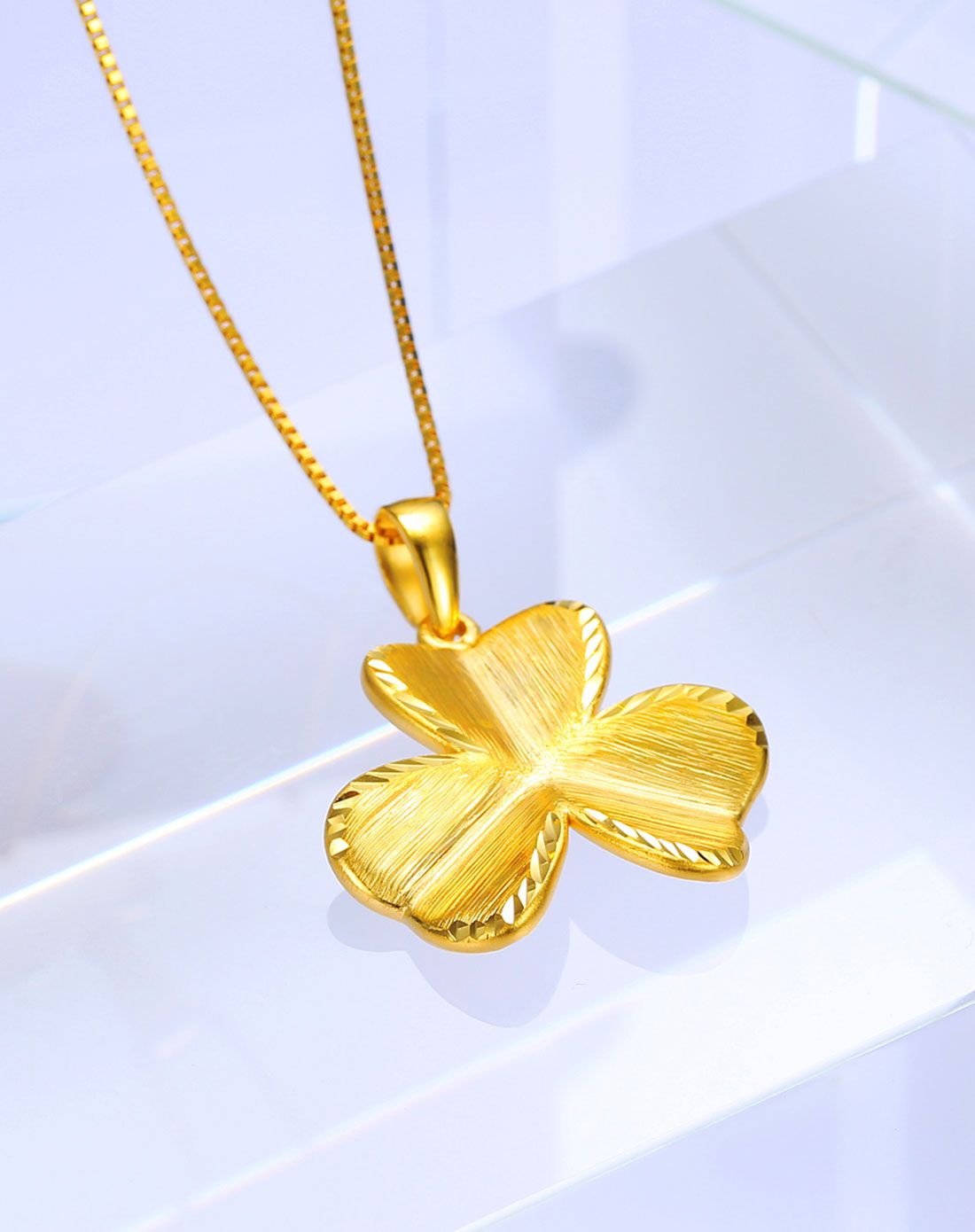 足金三叶草金吊坠