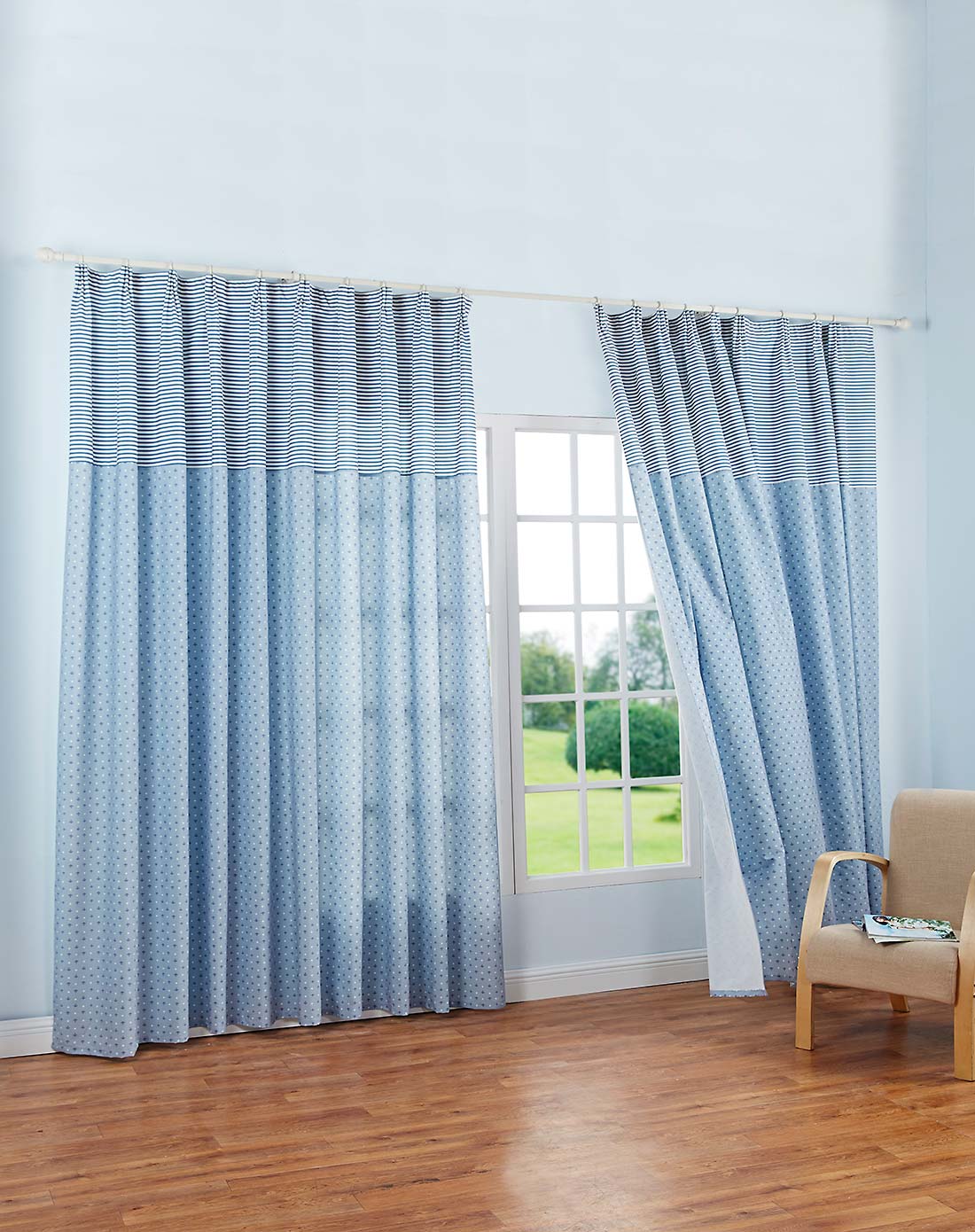 加厚棉质半遮光现代简约窗帘 海风(2片装) 150*250cm