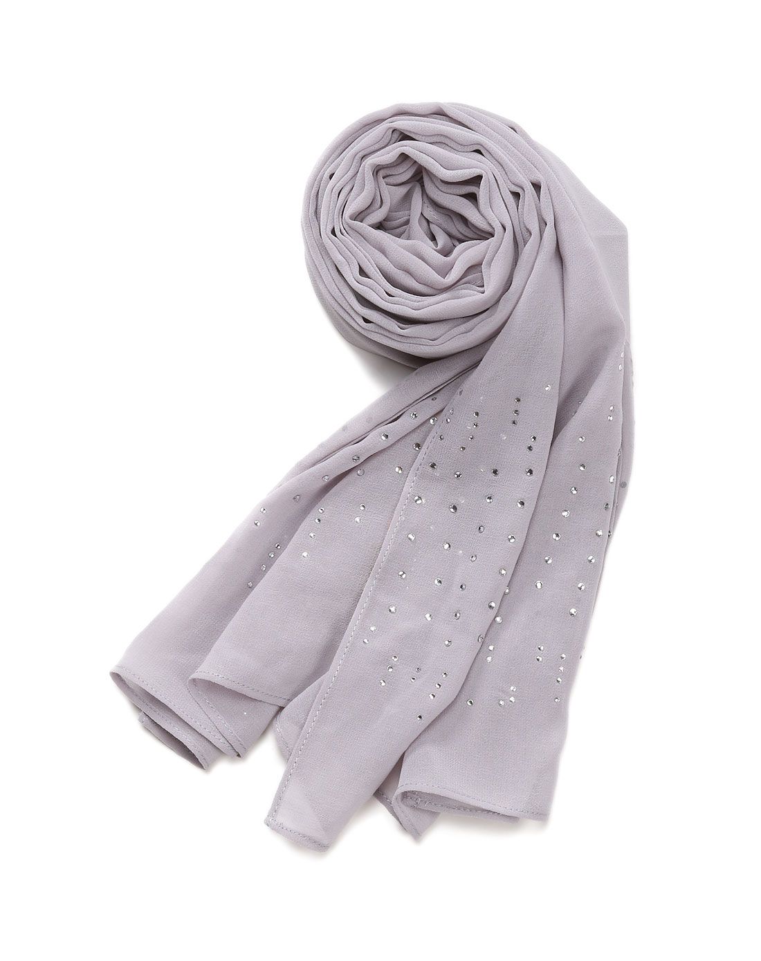 灰色气质百搭烫钻围巾