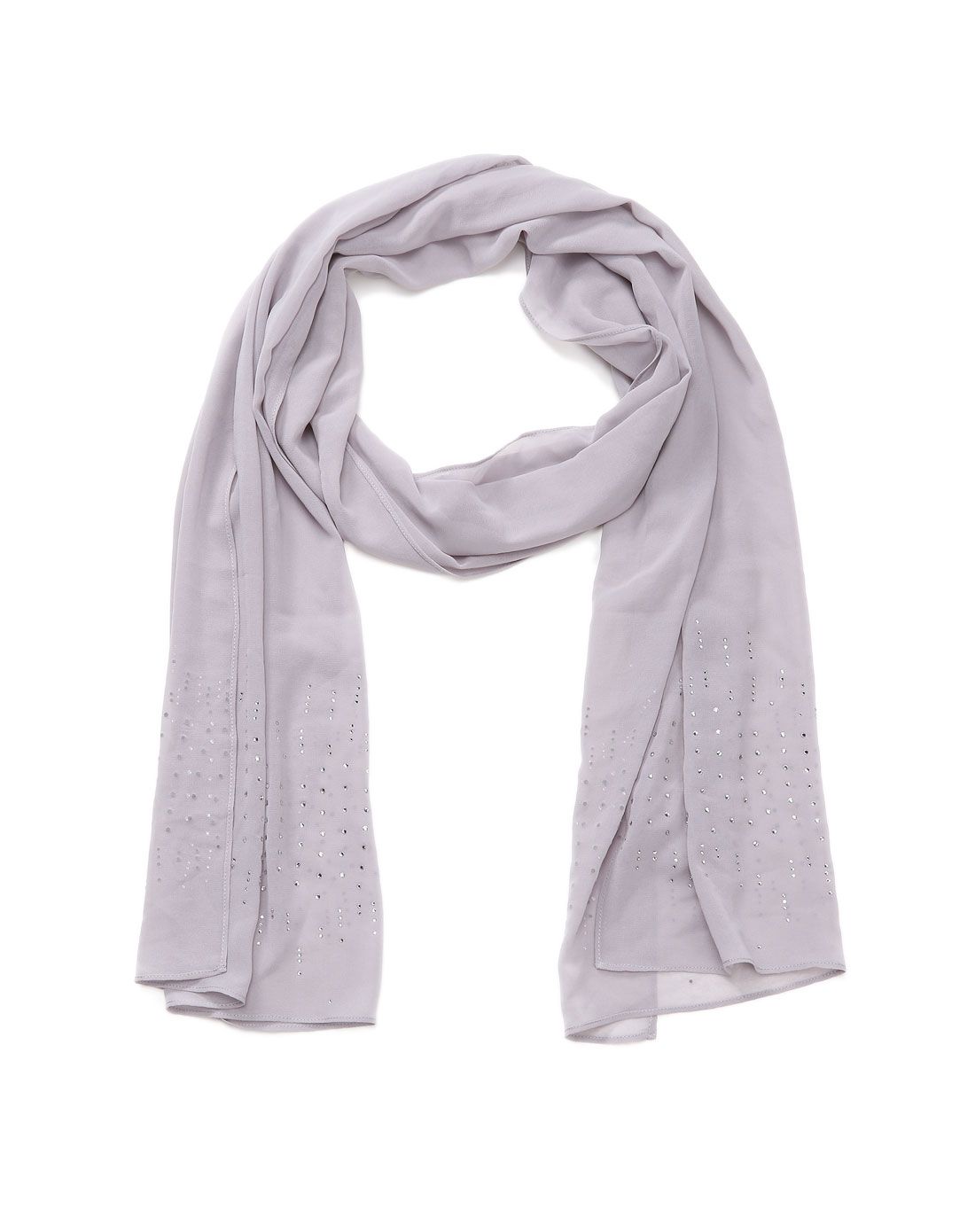 灰色气质百搭烫钻围巾