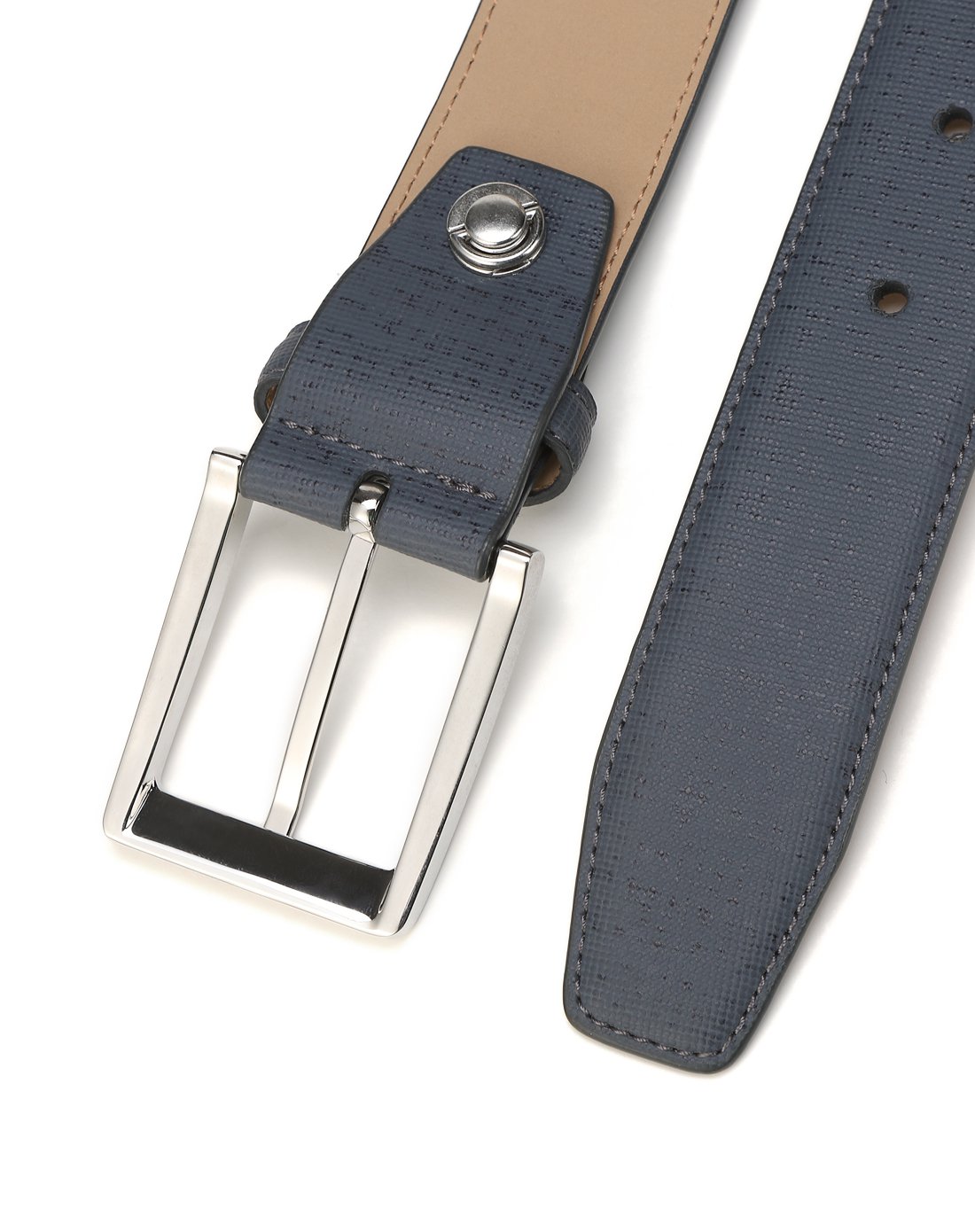 男士秋春正装牛皮革宽皮带蓝色