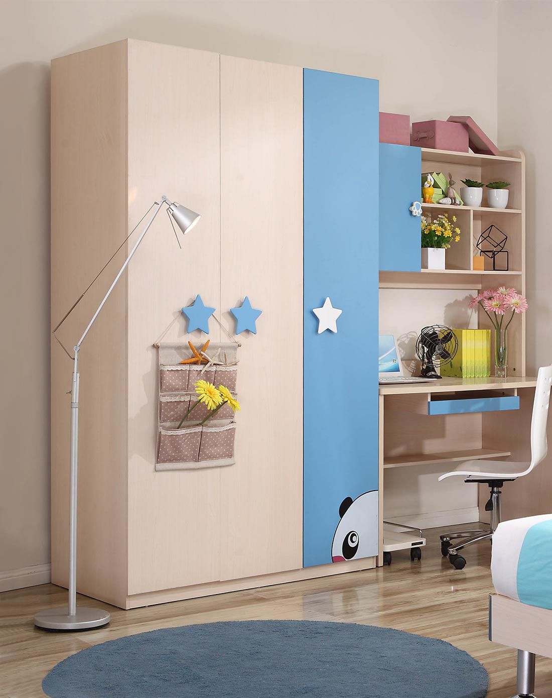 现代简约青少年男孩环保三门衣柜