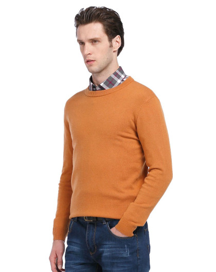 男款琥珀色圆领羊毛衫