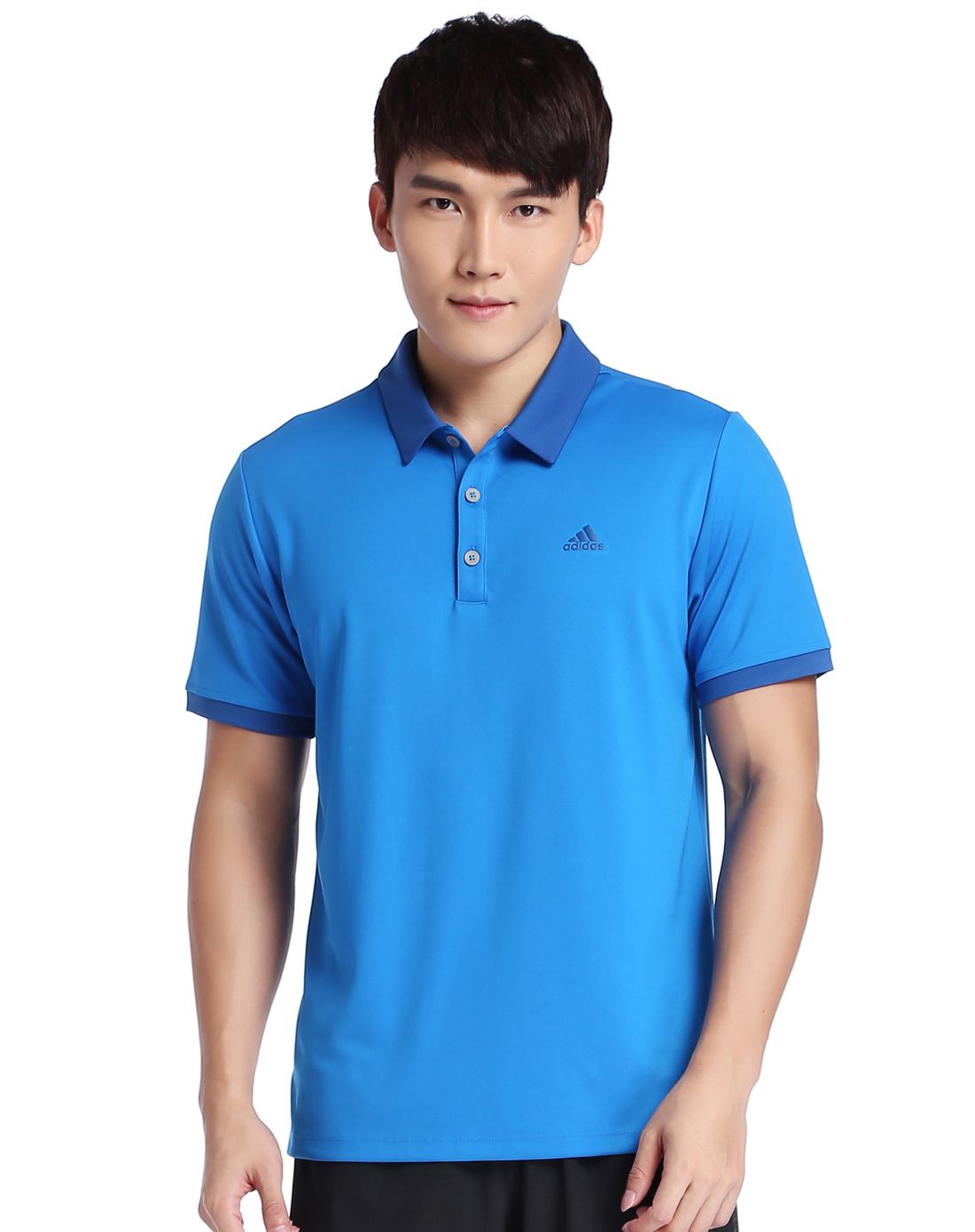 速干弹力 男款蓝色运动短袖polo衫