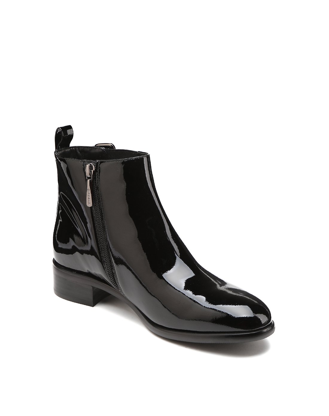 哥弟 时尚牛漆皮女式靴子黑色