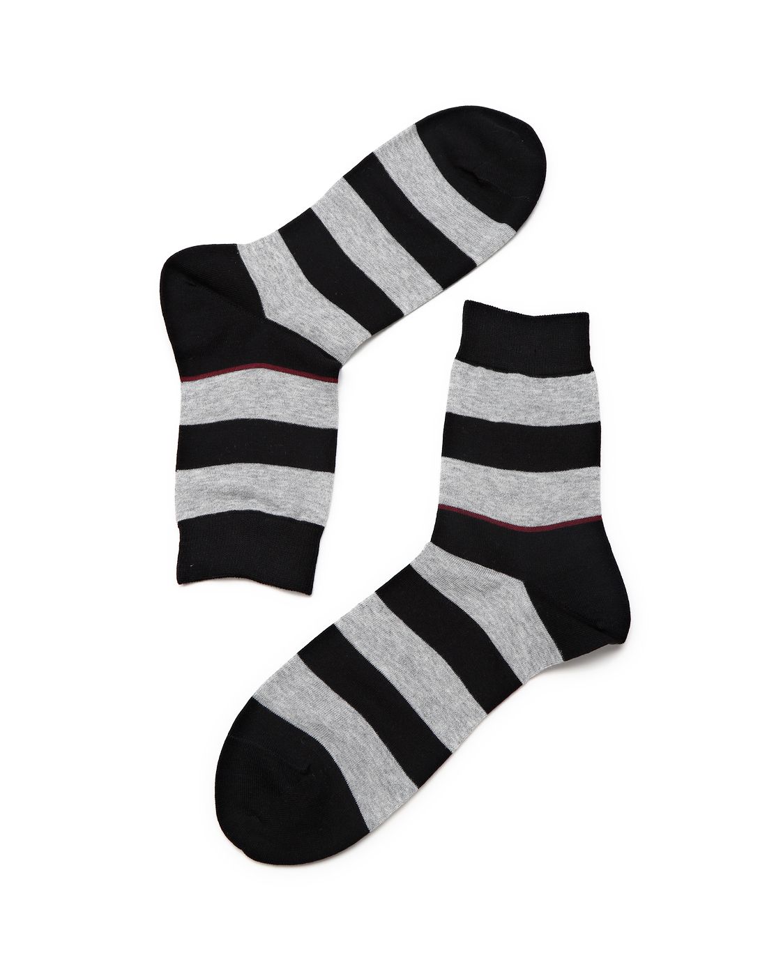 body wild男款灰/黑色休闲条纹袜子