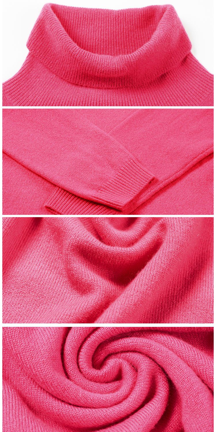 恒源祥羊绒男女女士玫红色高领羊绒衫2036303043005_唯品会