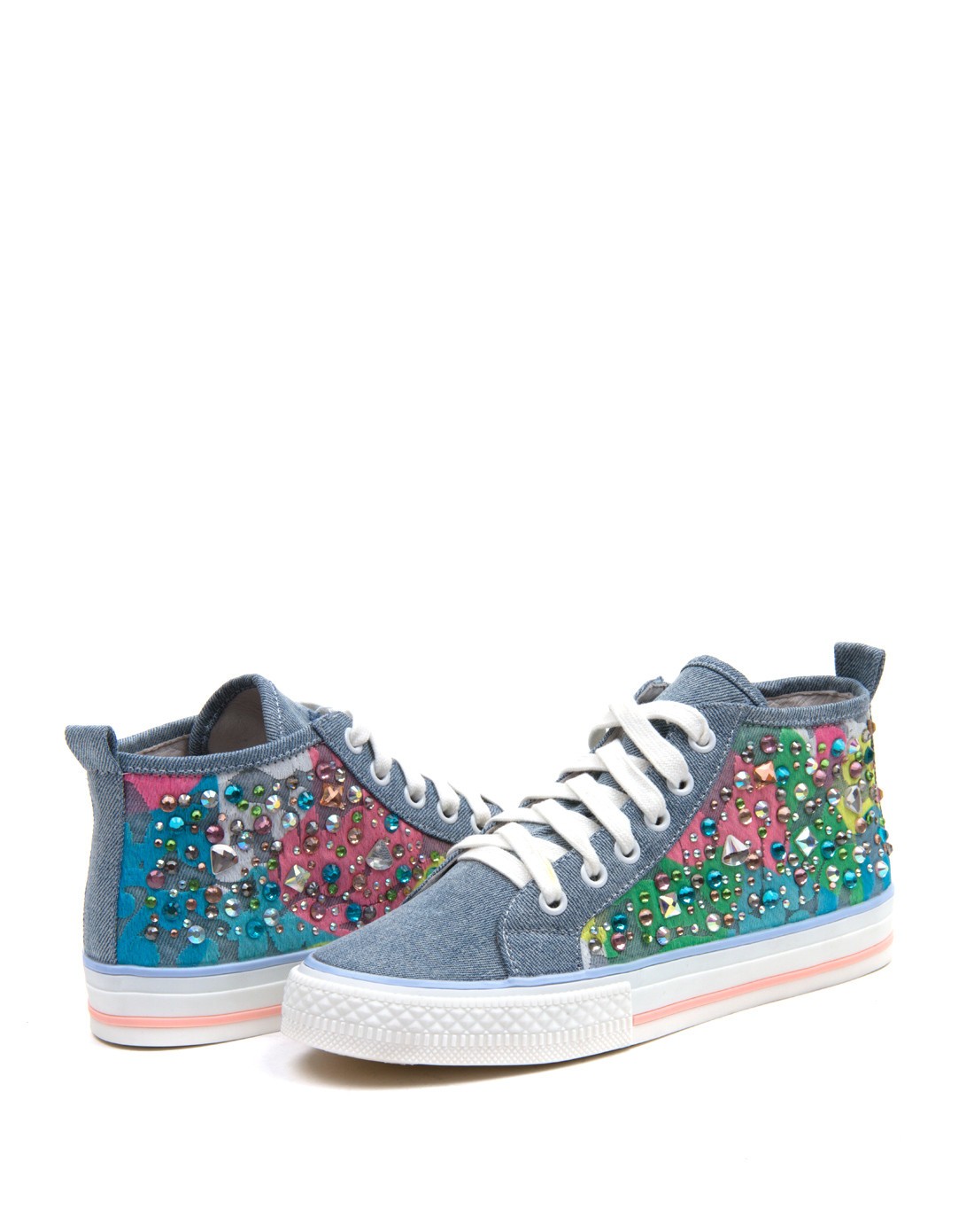 热风hotwind男女鞋服女士浅蓝镶钻牛仔布鞋61f411528_唯品会