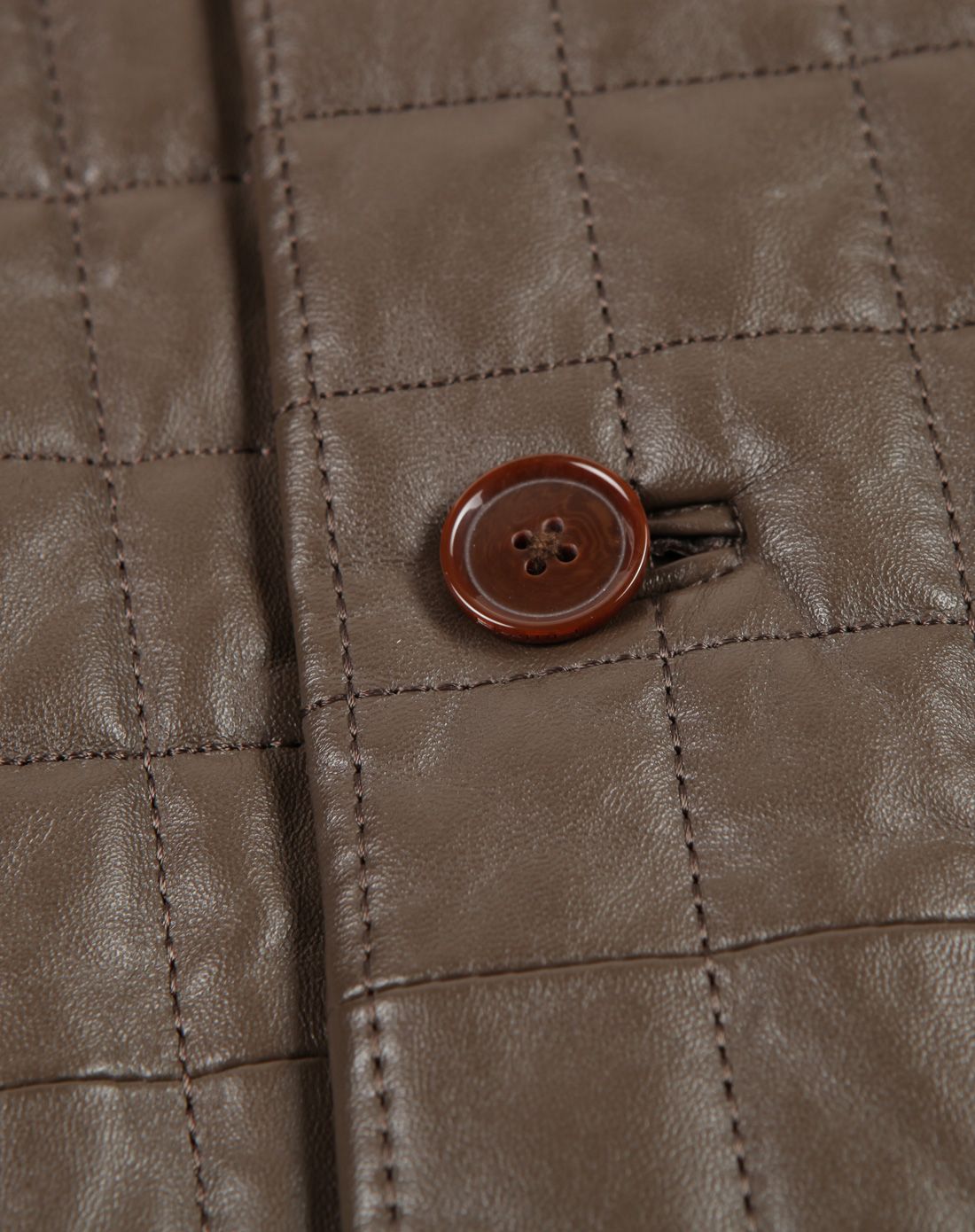 棕/咖啡色舒适拼接潮流长袖皮衣