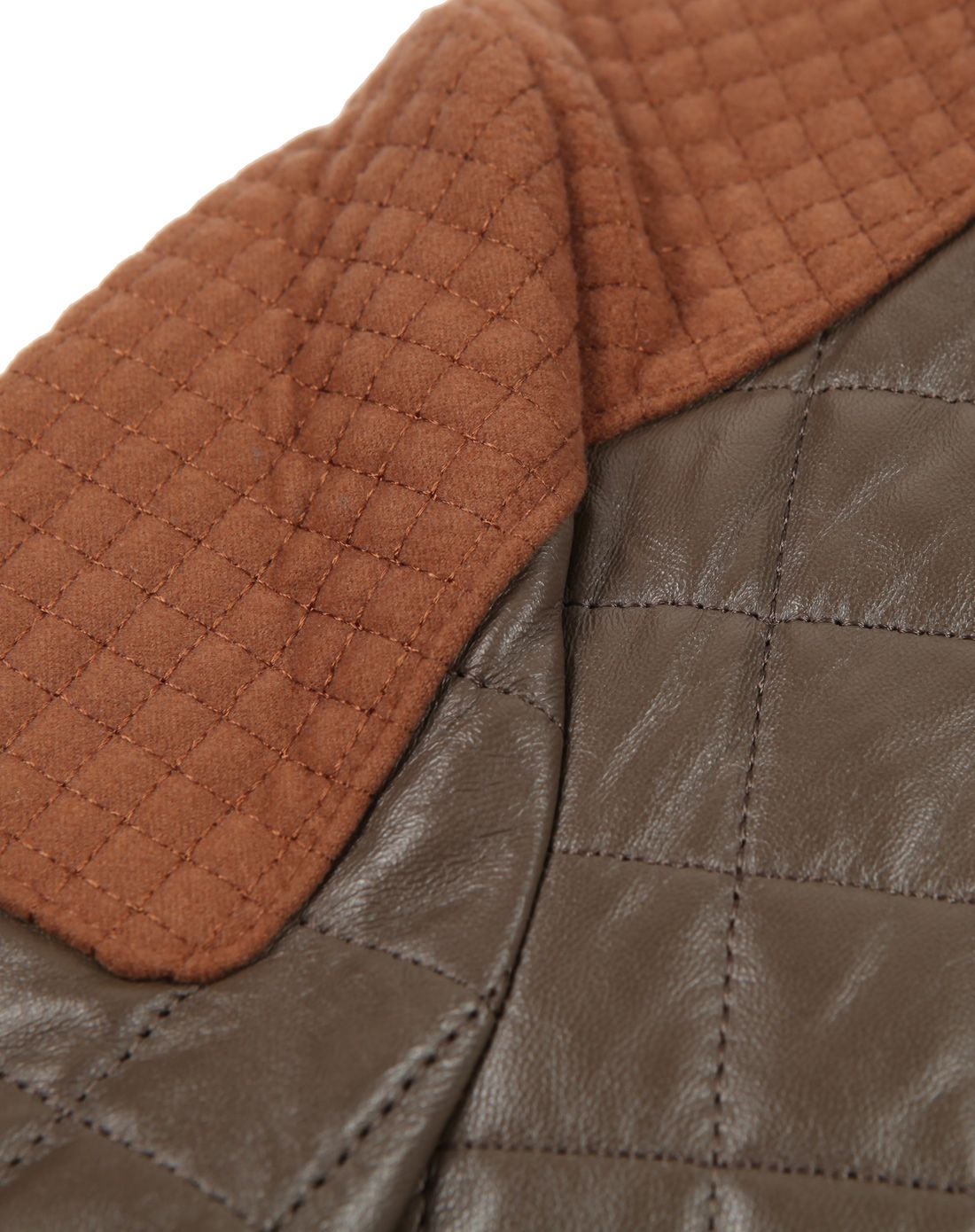 棕/咖啡色舒适拼接潮流长袖皮衣