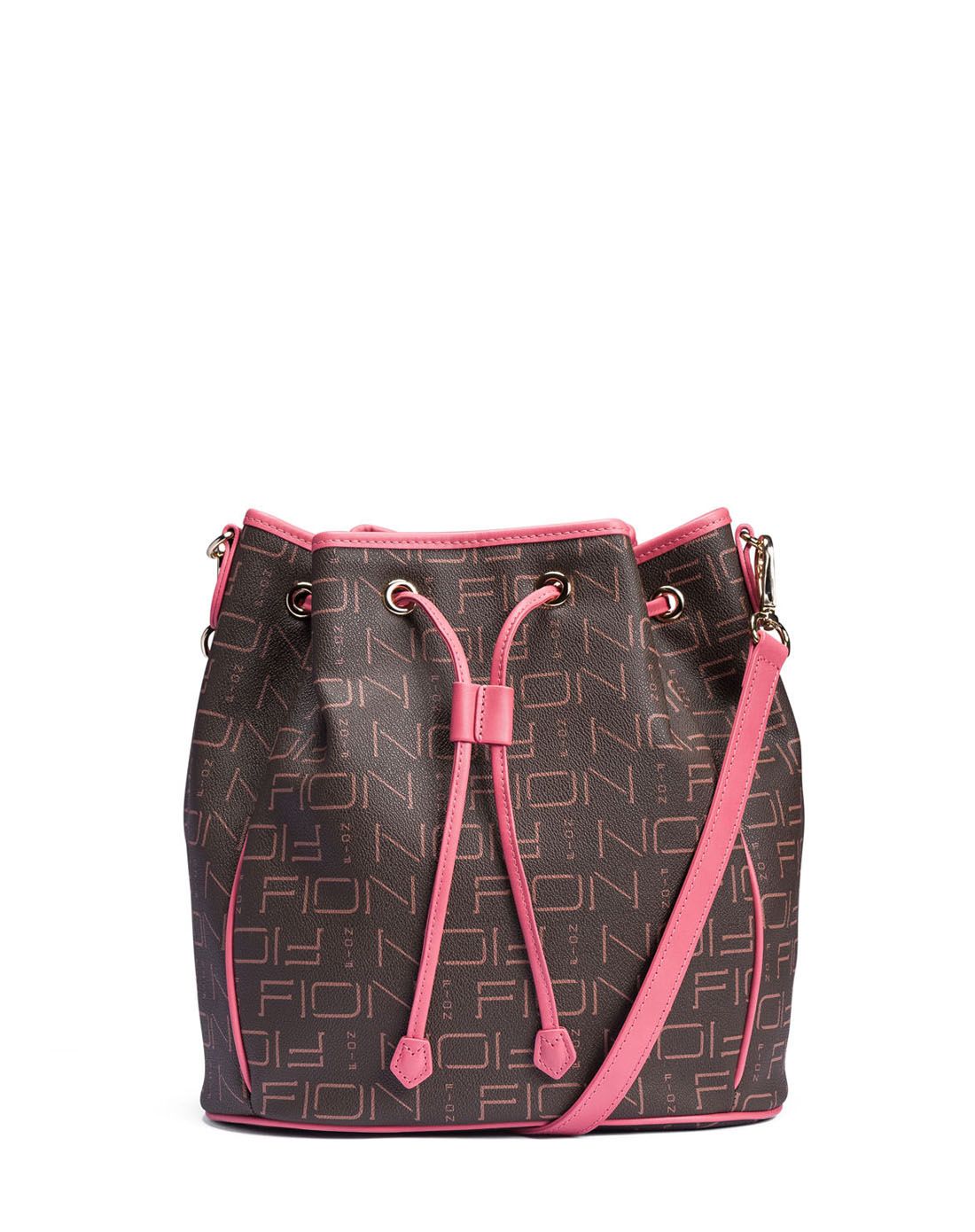 fion 女款粉/啡色优雅时尚水桶包(大)