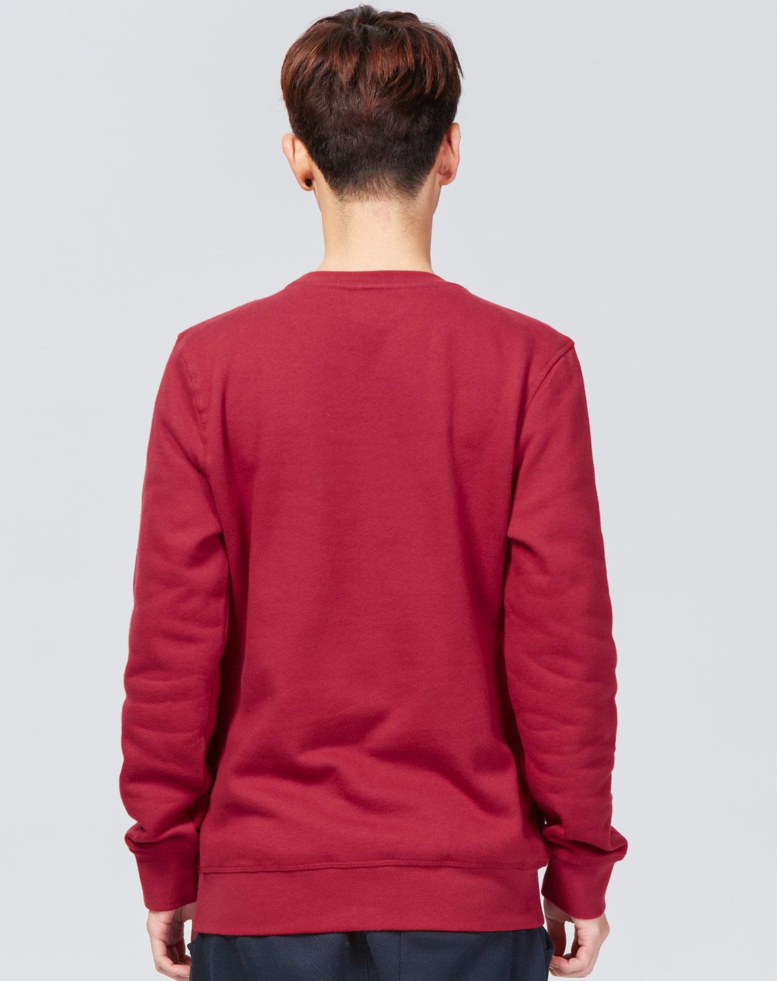 韩版时尚 男款铁锈红磨毛卫衣 舒适潮流