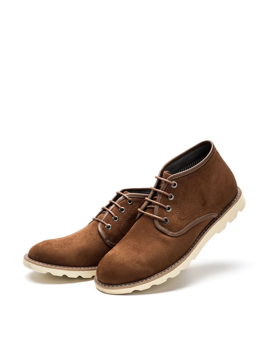 康龙男款黄棕色拼接休闲高帮鞋253114617_唯品会