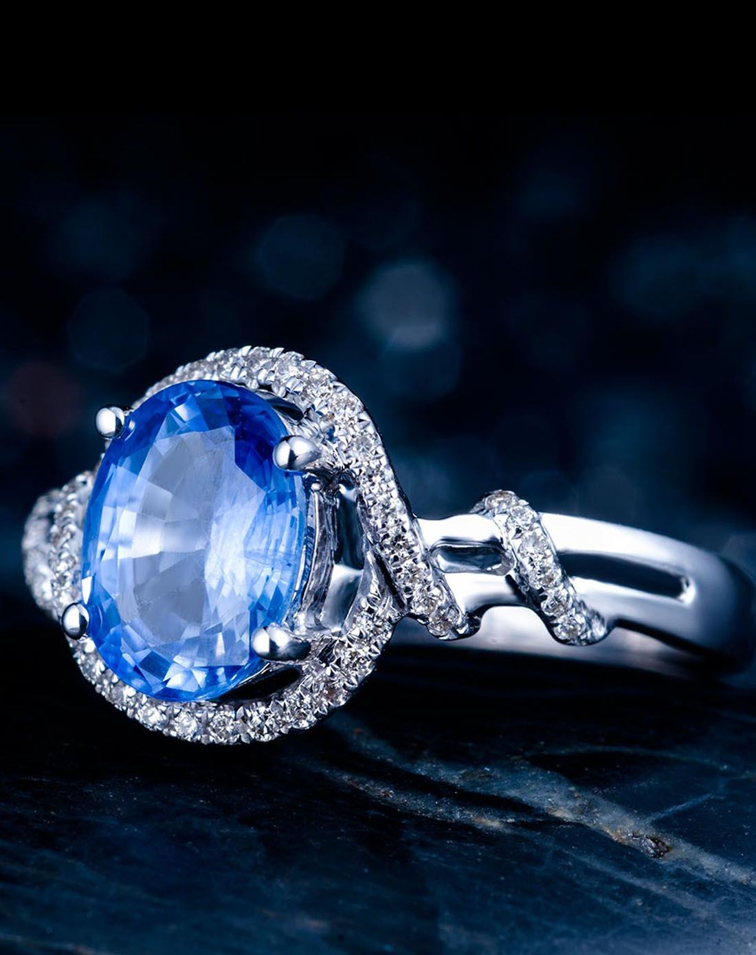 鑫万福珠宝专场白18k金1.65克拉蓝宝石女戒指flr9221_唯品会