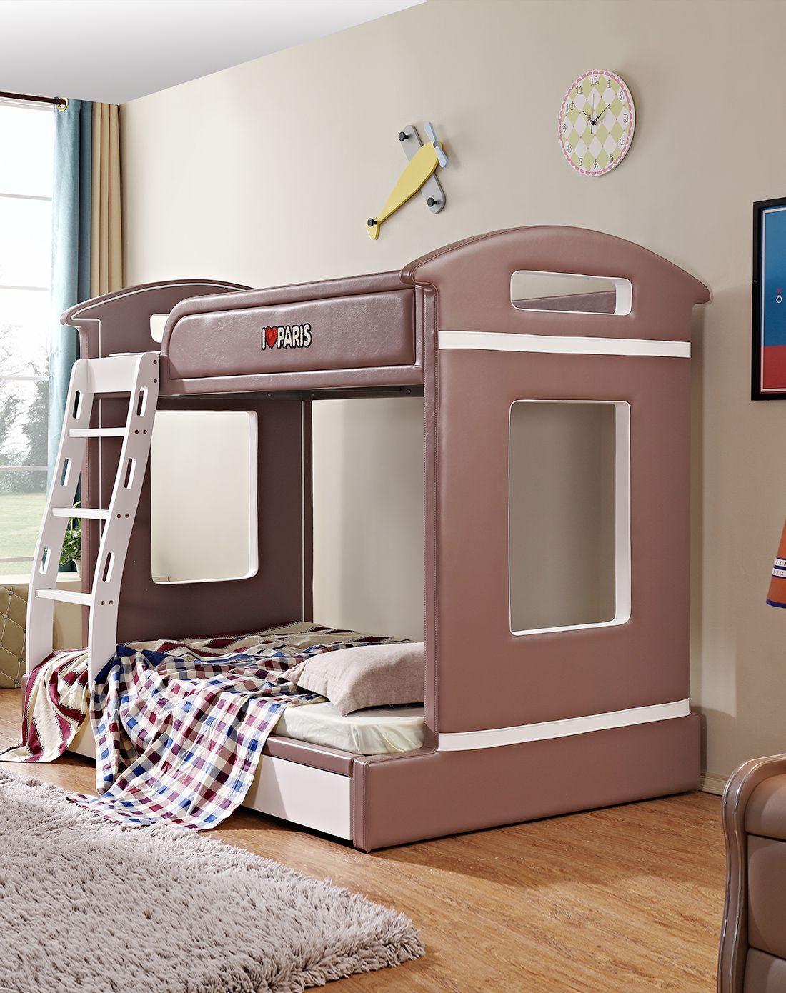 慕思套床 上下铺高低实木儿童子母皮床