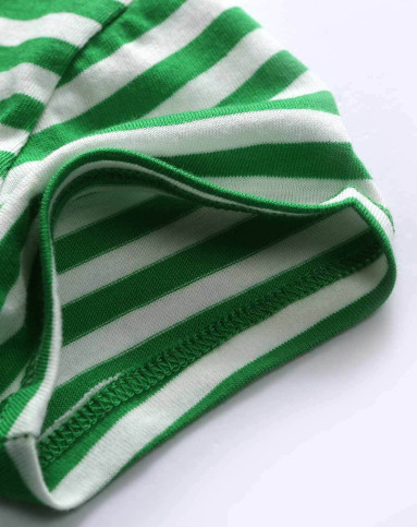 婴童绿白条纹短袖包屁衣两件包