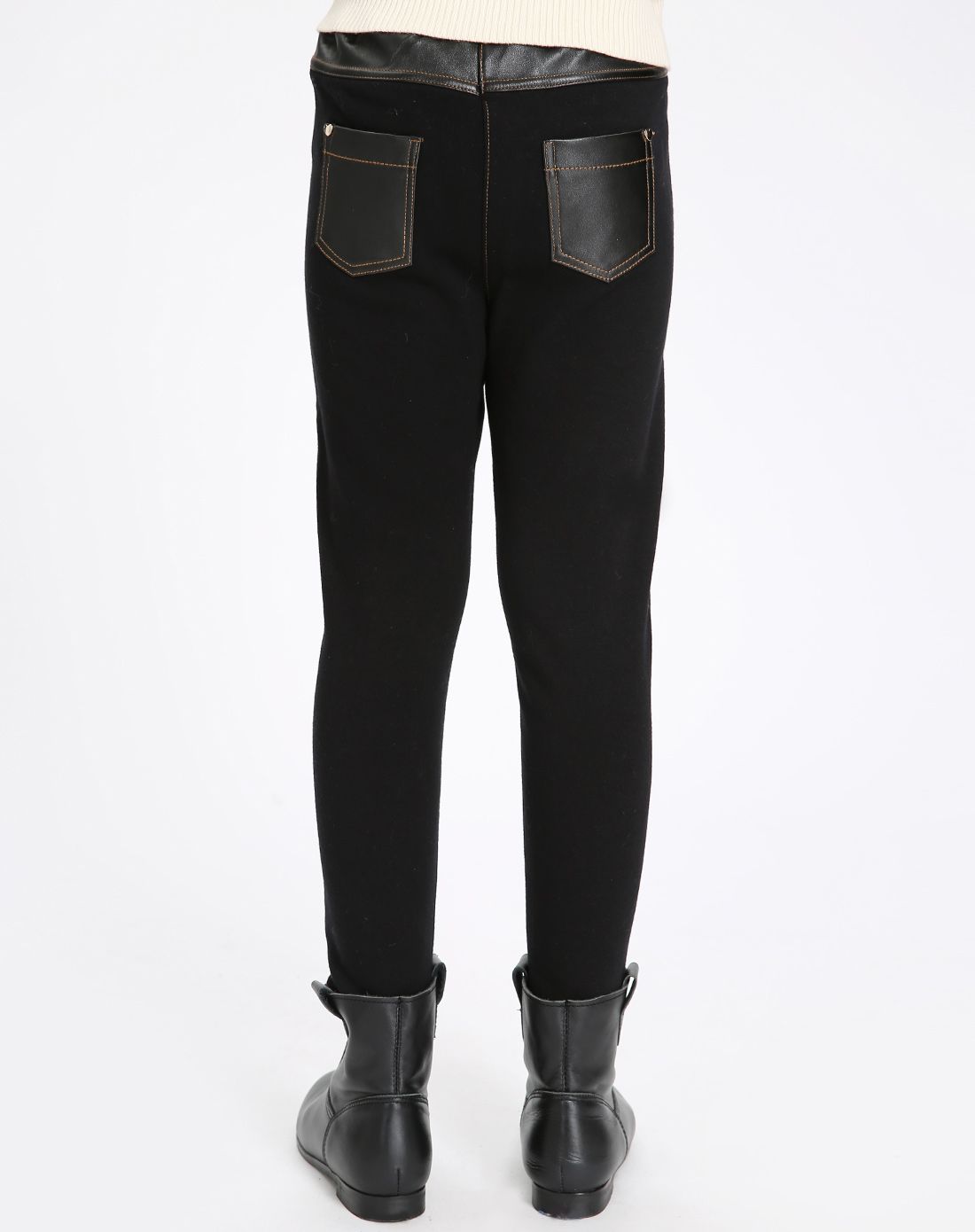 [明星单品]女童黑色针织夹裤