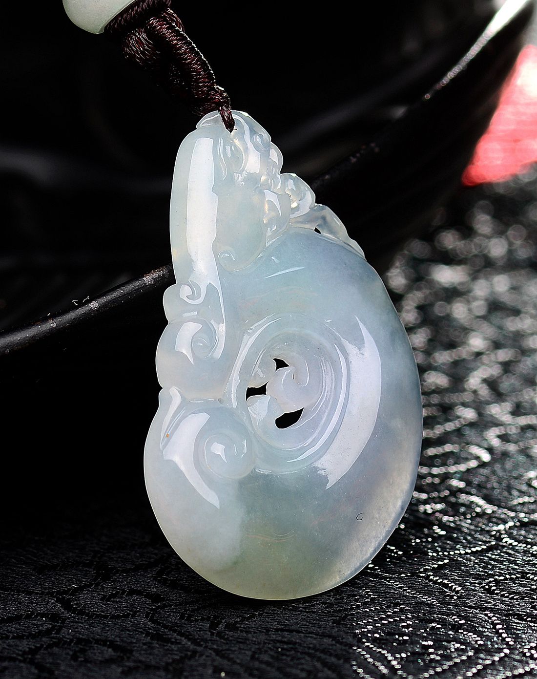 金万年kimani玉器专场天然a货冰种莹润细腻吉祥如意翡翠吊坠fd06178-e
