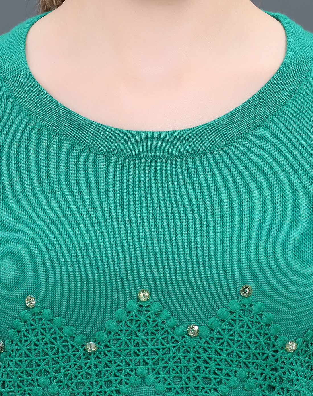 珊瑚绿圆领百搭毛衫