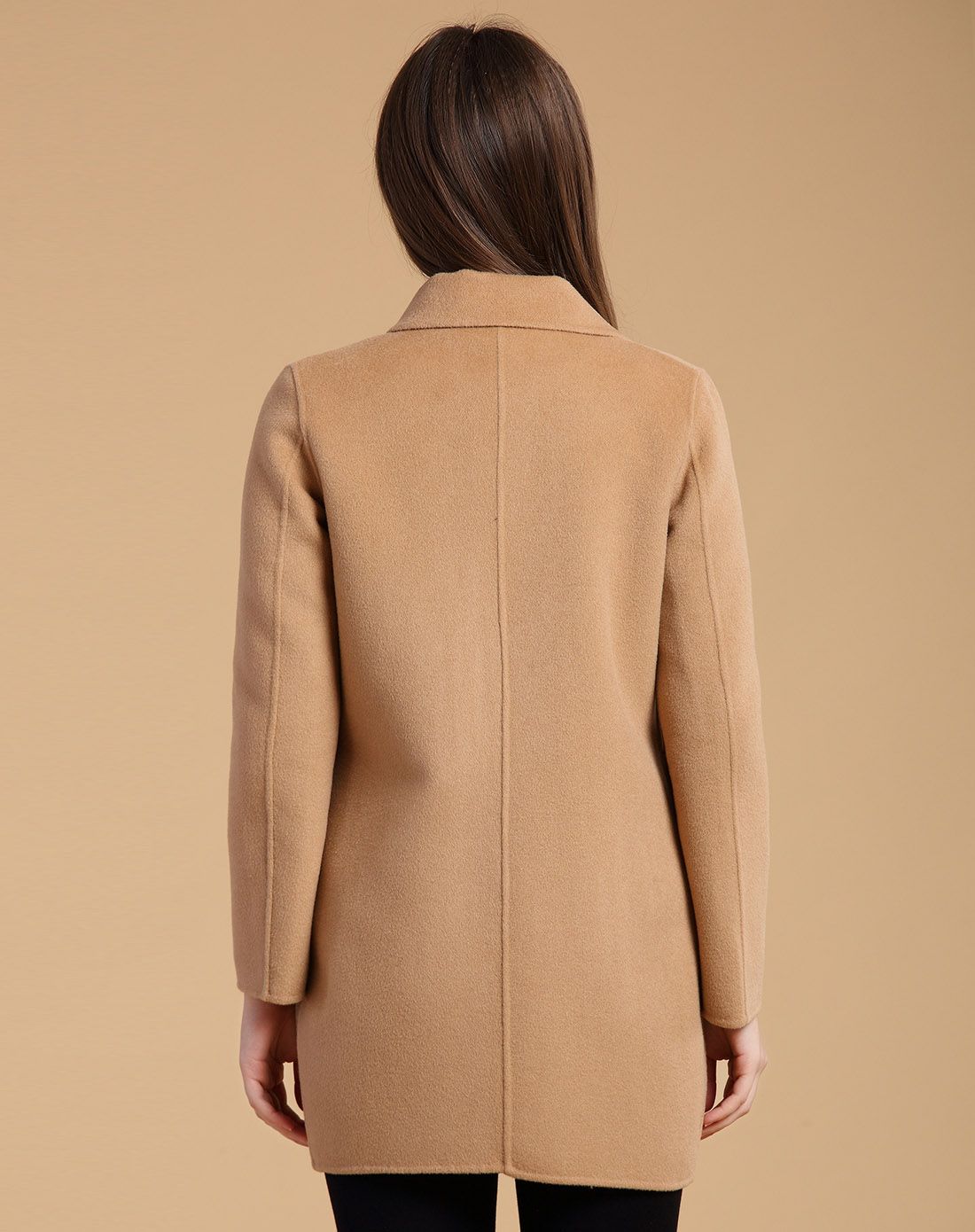 女款沙漠色时尚茧形双面呢外套