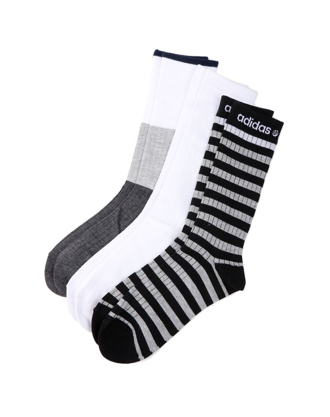 adidas运动能量男士专场 男款黑白条纹/白色/白灰黑袜子