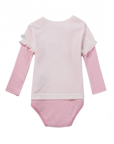 女童白色/粉色长袖包屁衣