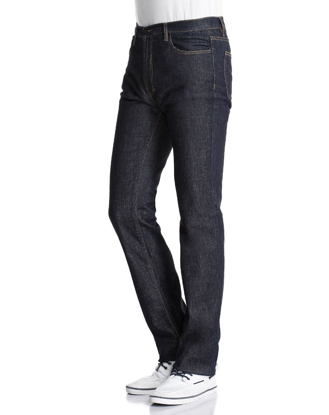 versace collection男装专场 深蓝色酷感潮流中腰牛仔长裤