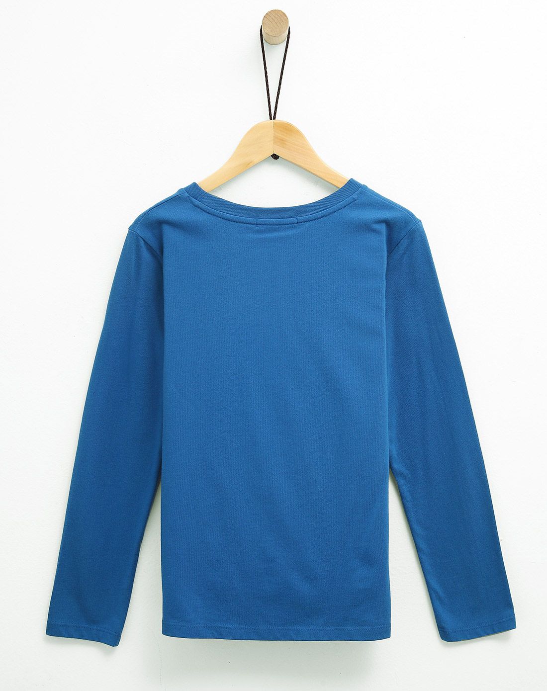 男童鲜蓝合体型圆领长袖针织衫