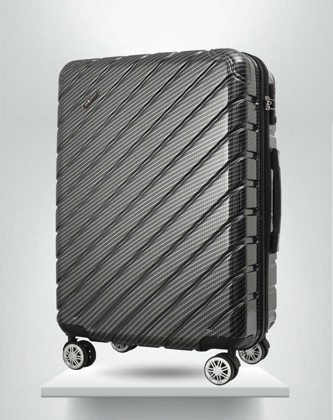 24寸碳纤维色时尚斜条纹托运拉杆箱