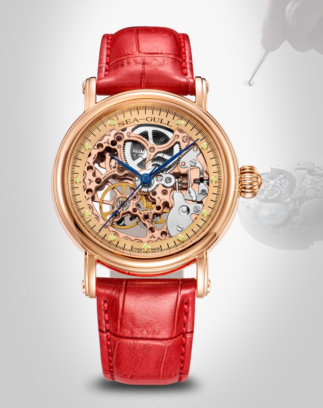 海鸥 时尚镂空防水自动机械女表