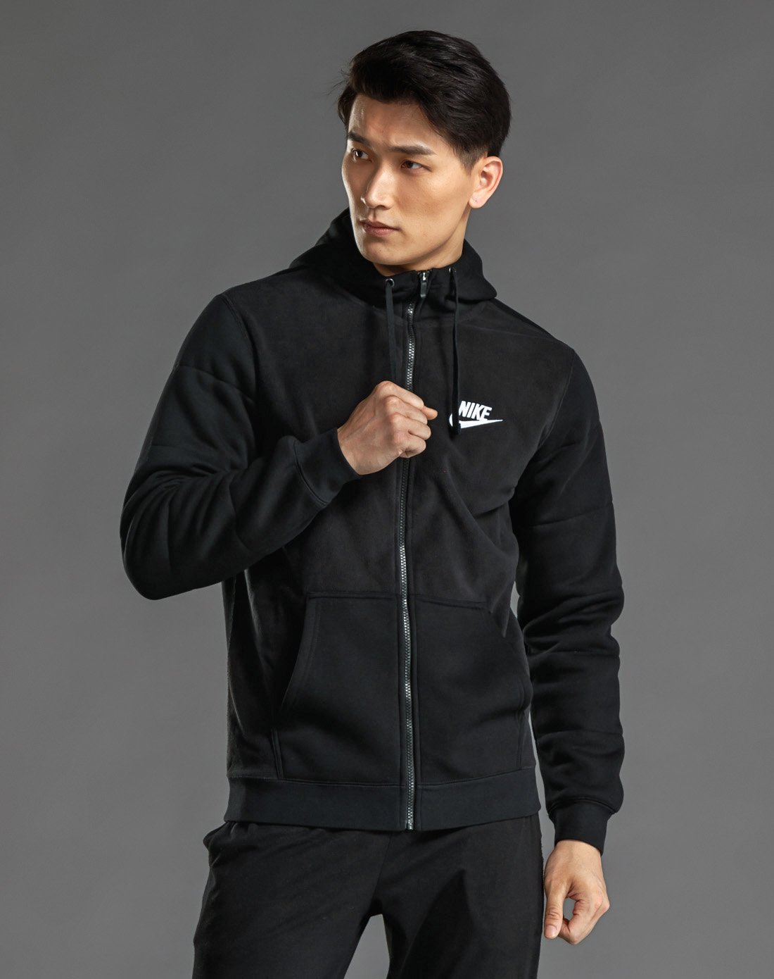 耐克nike 保暖柔软 男款连帽长袖抓绒外套