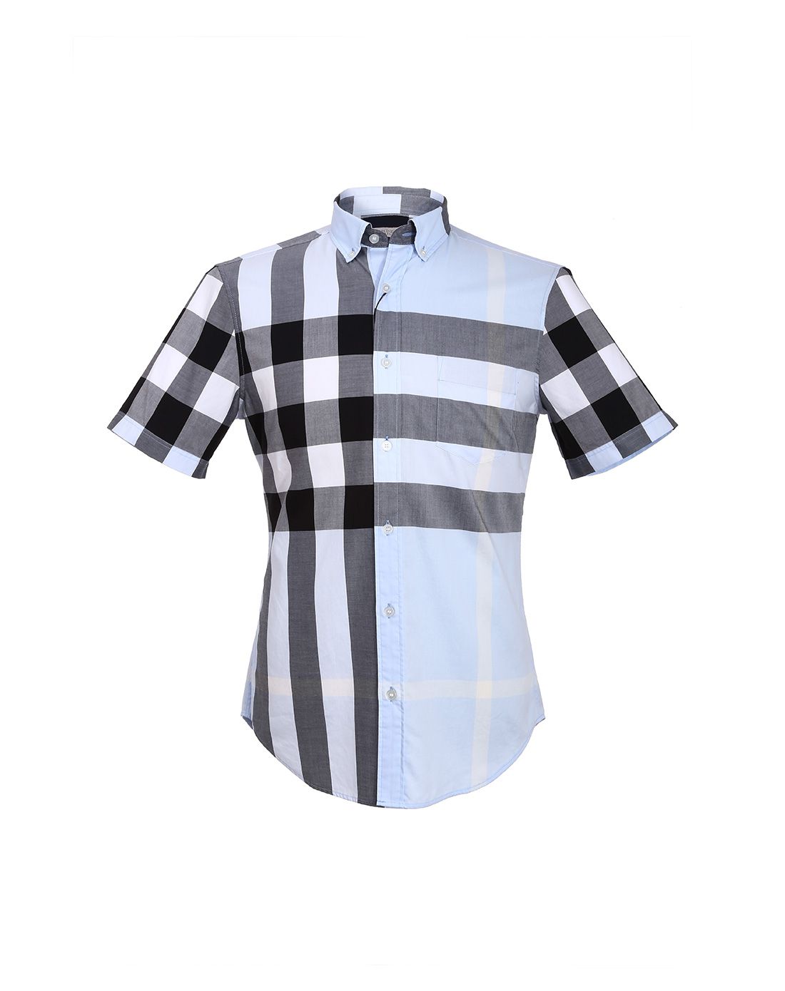 burberry男士浅蓝色经典短袖衬衫