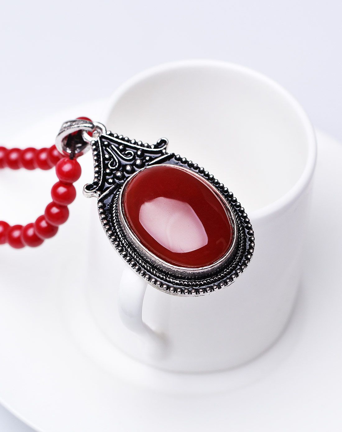 卓凡 复古红玉髓项链珠链(附证书)