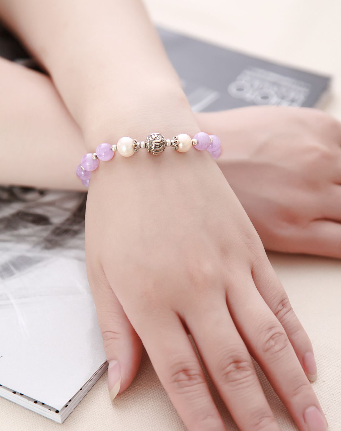 wonice 天然薰衣草紫水晶时尚手链