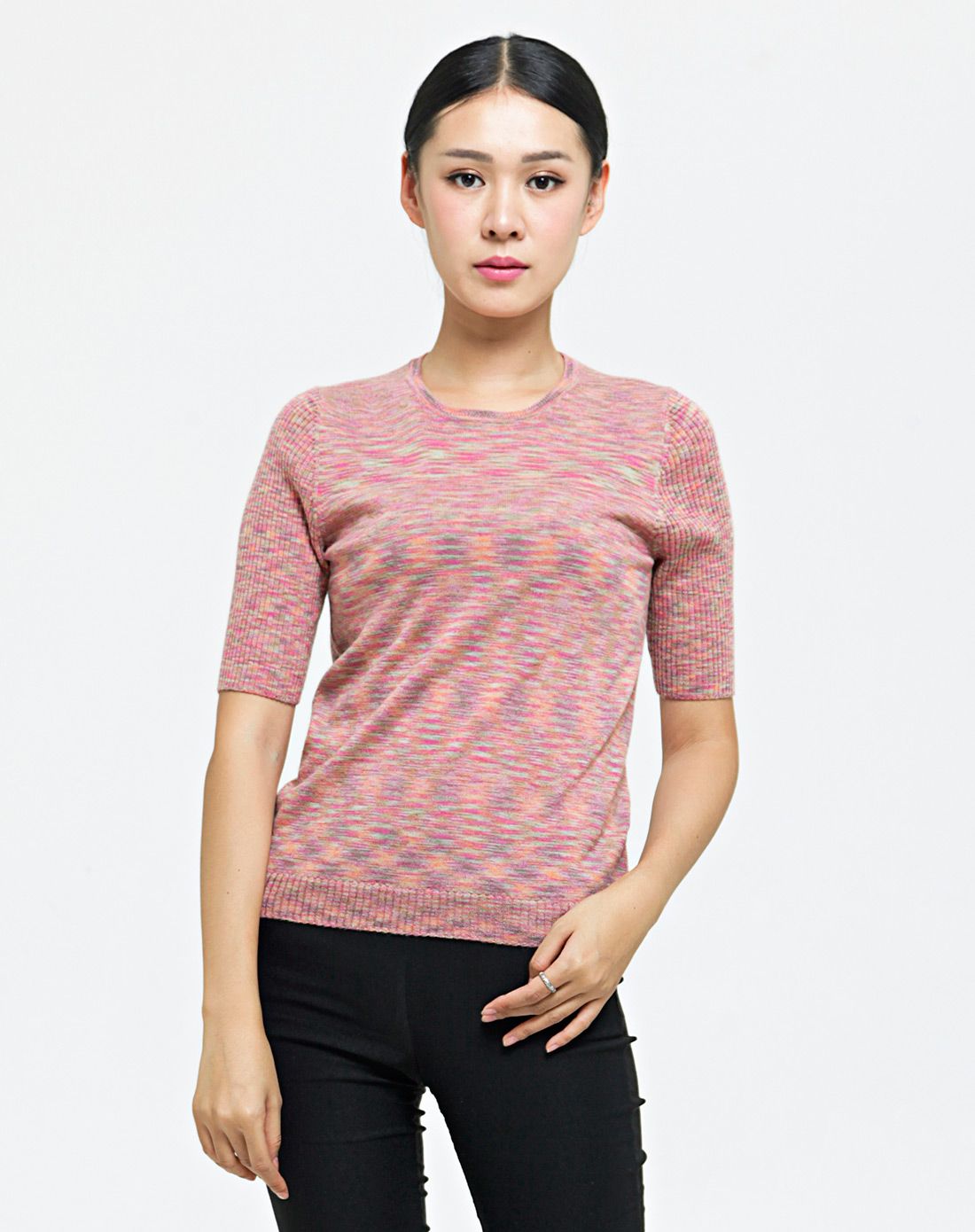 女士修身针织圆领衫