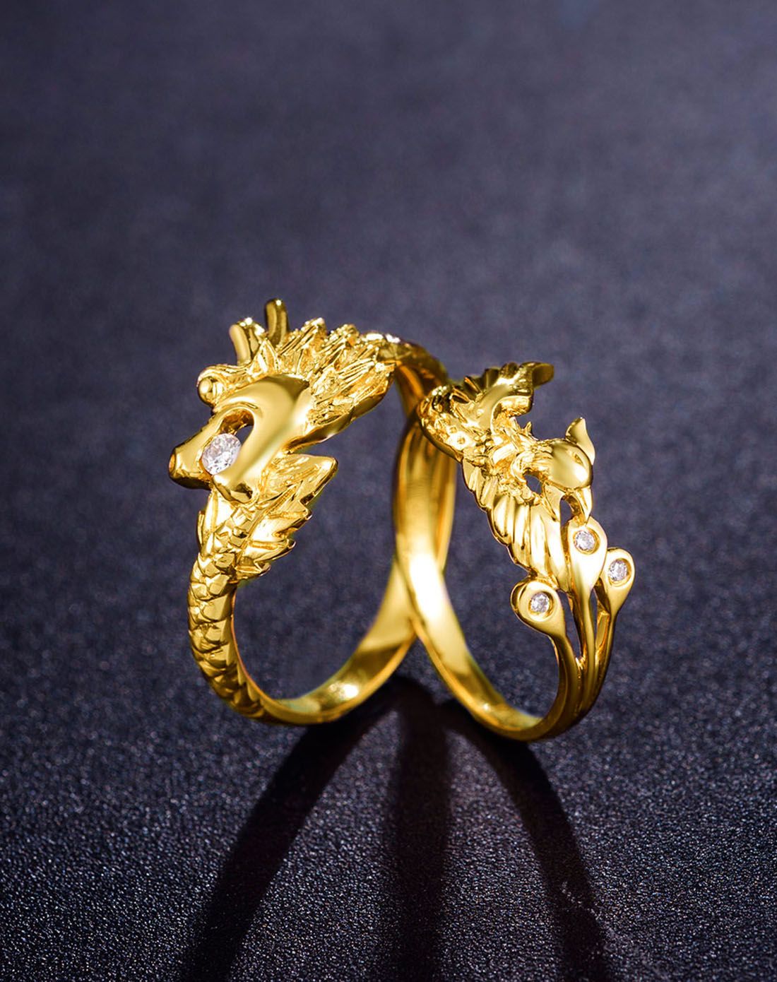 黄k金钻石女戒-凤