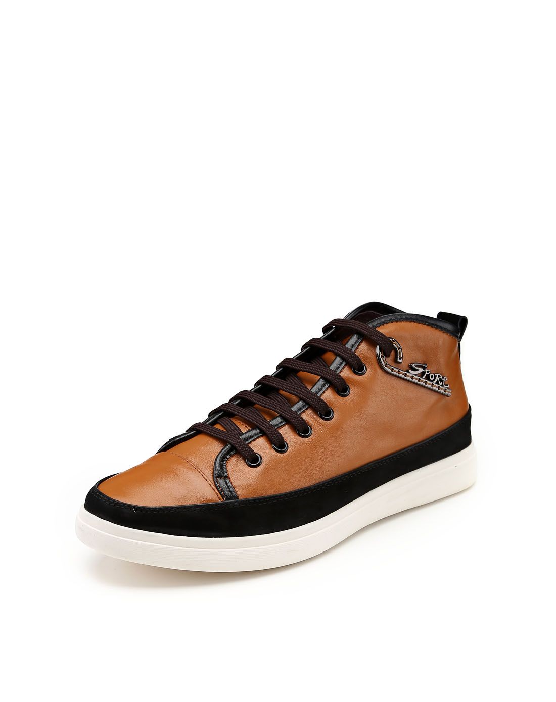 卡丹路cardanro 土黄色牛皮革运动休闲波仔鞋