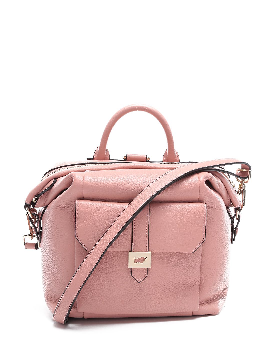 女装粉红色牛皮前卫斜挎包