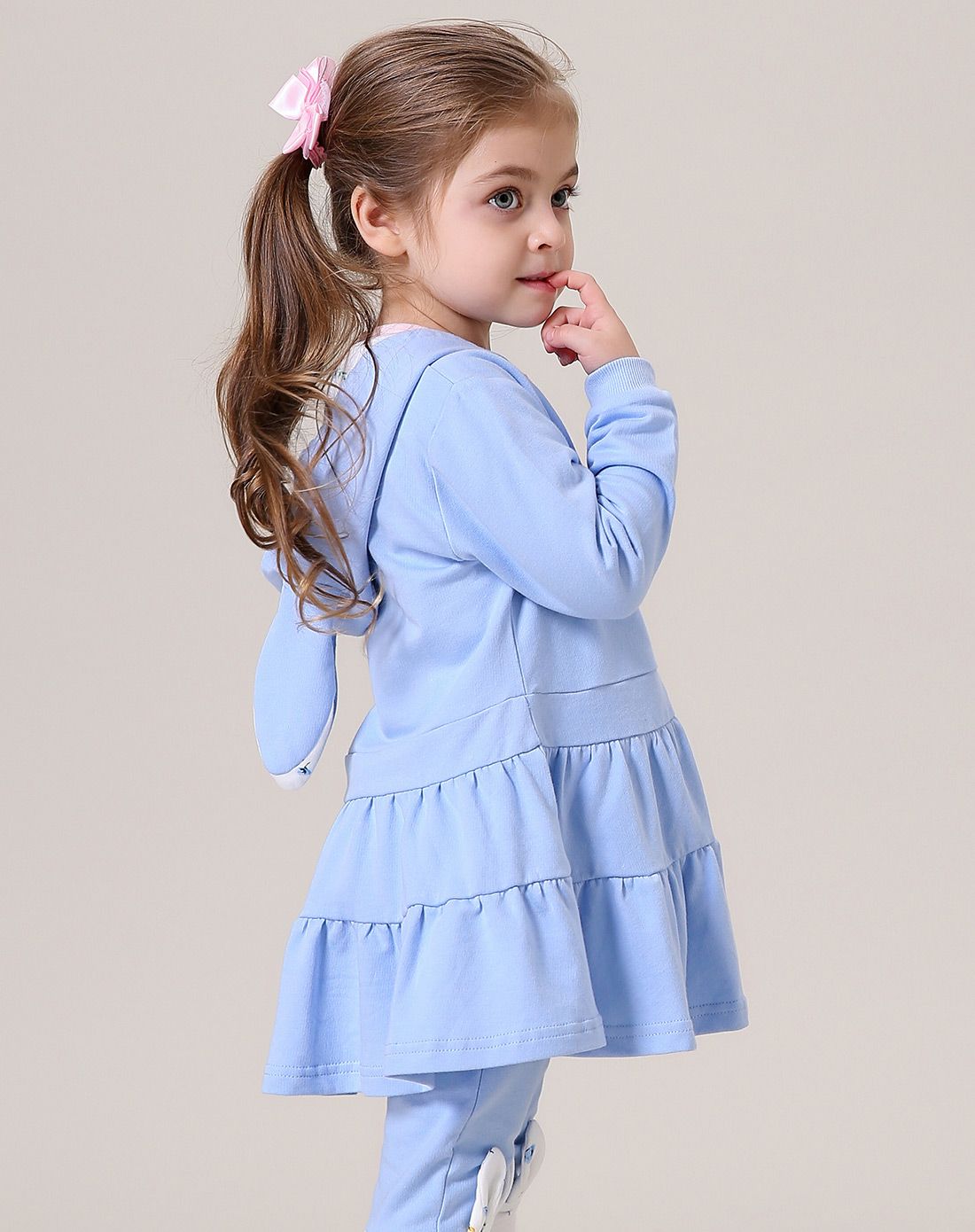 一片式无骨缝制宝宝内衣专场女童哈皮兔蓝色卫衣外套wyl1121302_唯品