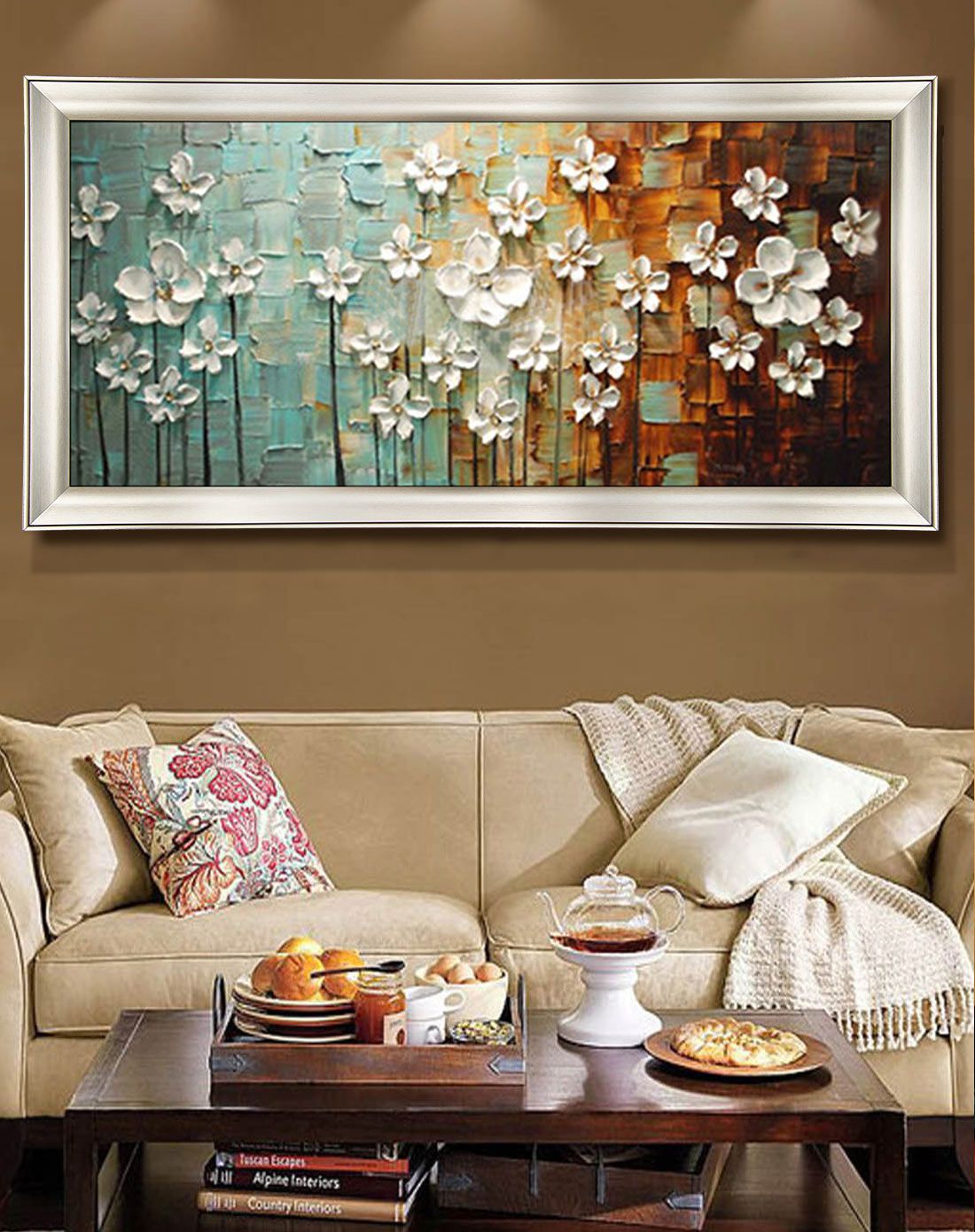 纯手绘高端横幅装饰油画 金钱树