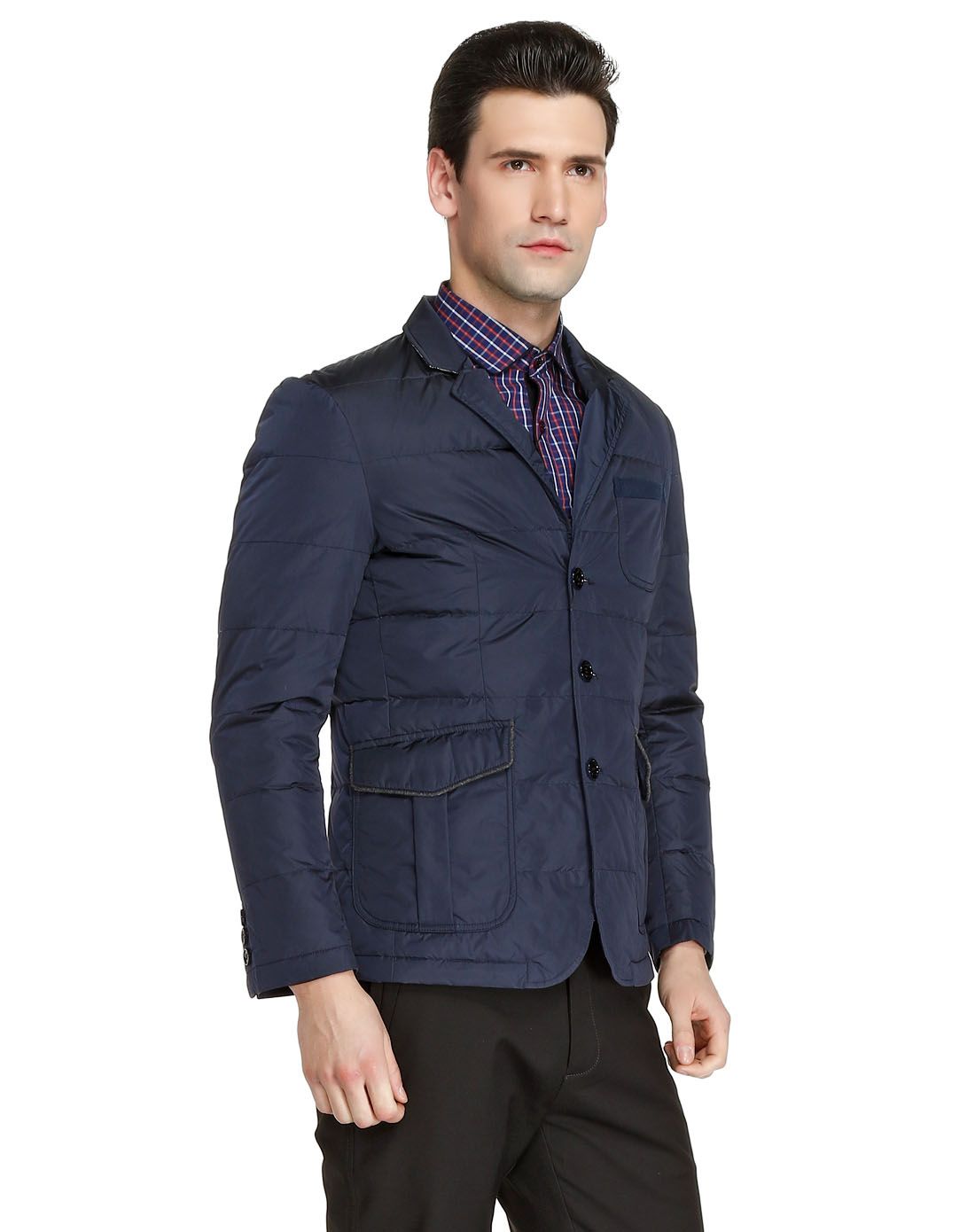 威斯康尼vskonne男装专场 藏蓝色稳重气质长袖羽绒服