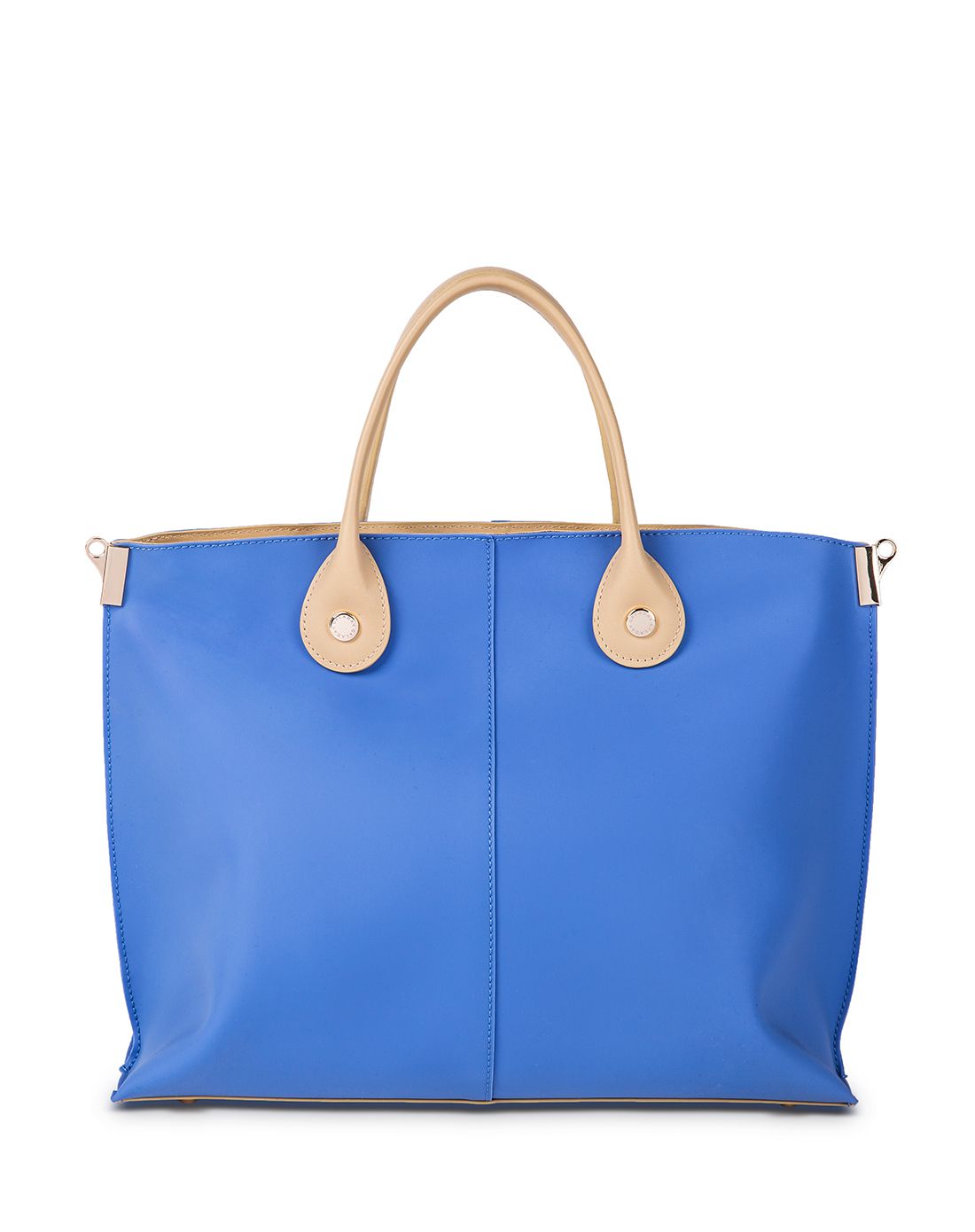 galaday歌黛蓝色硅胶拼皮时尚手提包