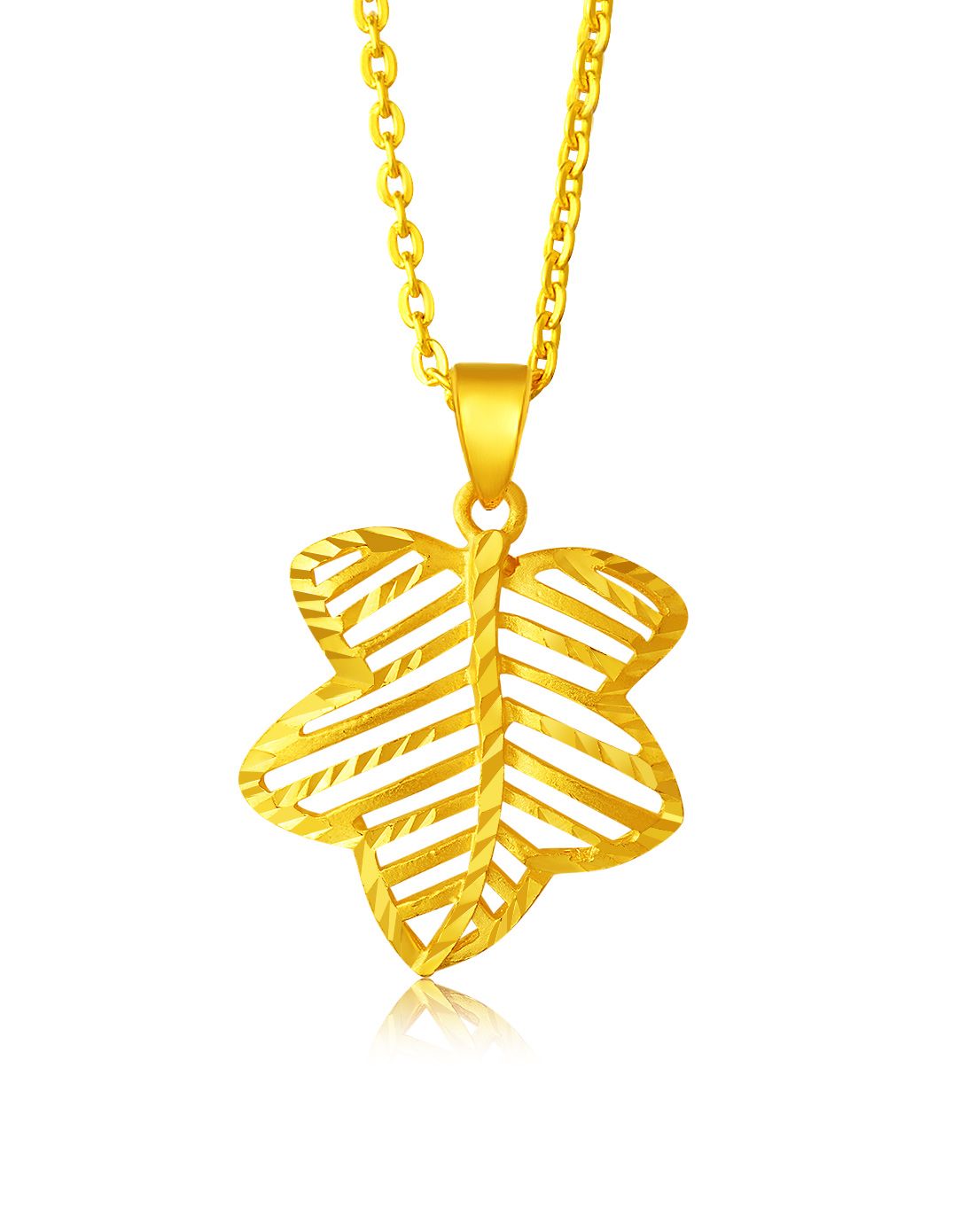 足金黄金吊坠单面叶子枫叶(约3.66克)不含链