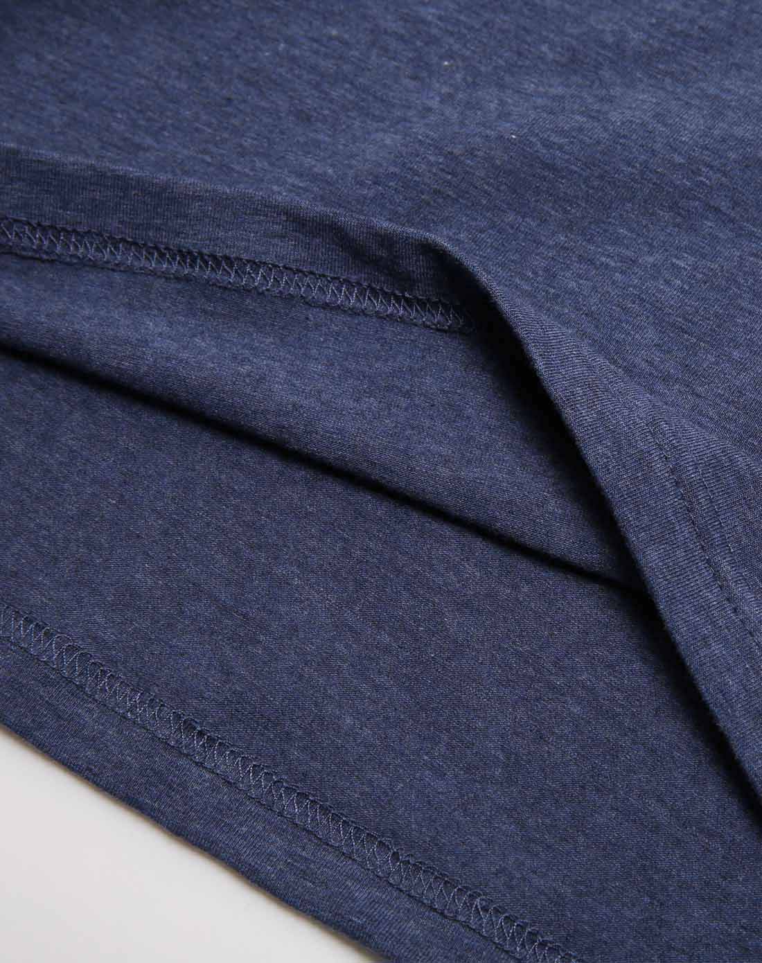 微领 男款墨蓝花灰色短袖t恤 舒适透气