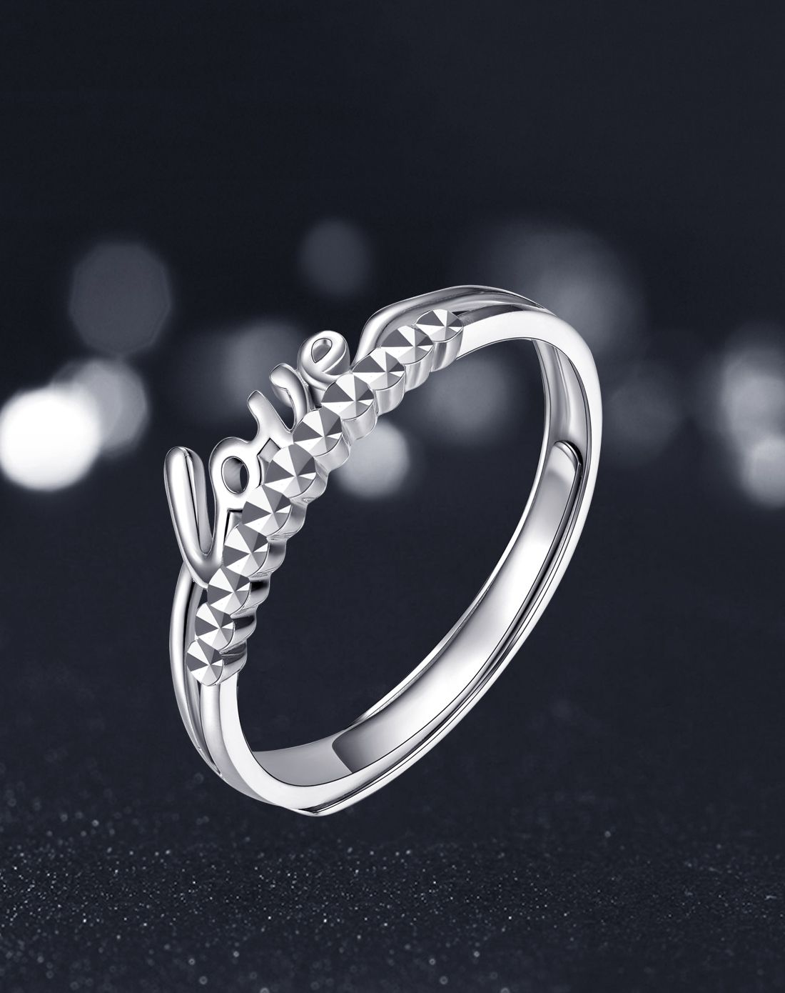 宝亨达 铂金pt950精致气质款love女戒(开口可调节指圈大小)