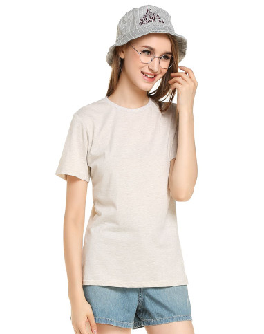 女款米色经典休闲短袖t恤