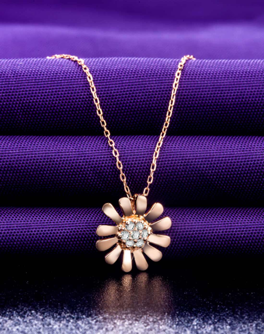 喜钻 太阳花 18k金钻石吊坠(送银链)