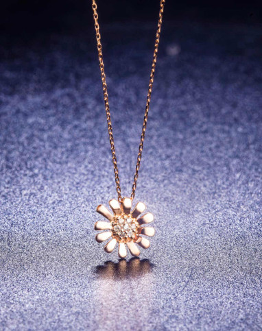 喜钻 太阳花 18k金钻石吊坠(送银链)